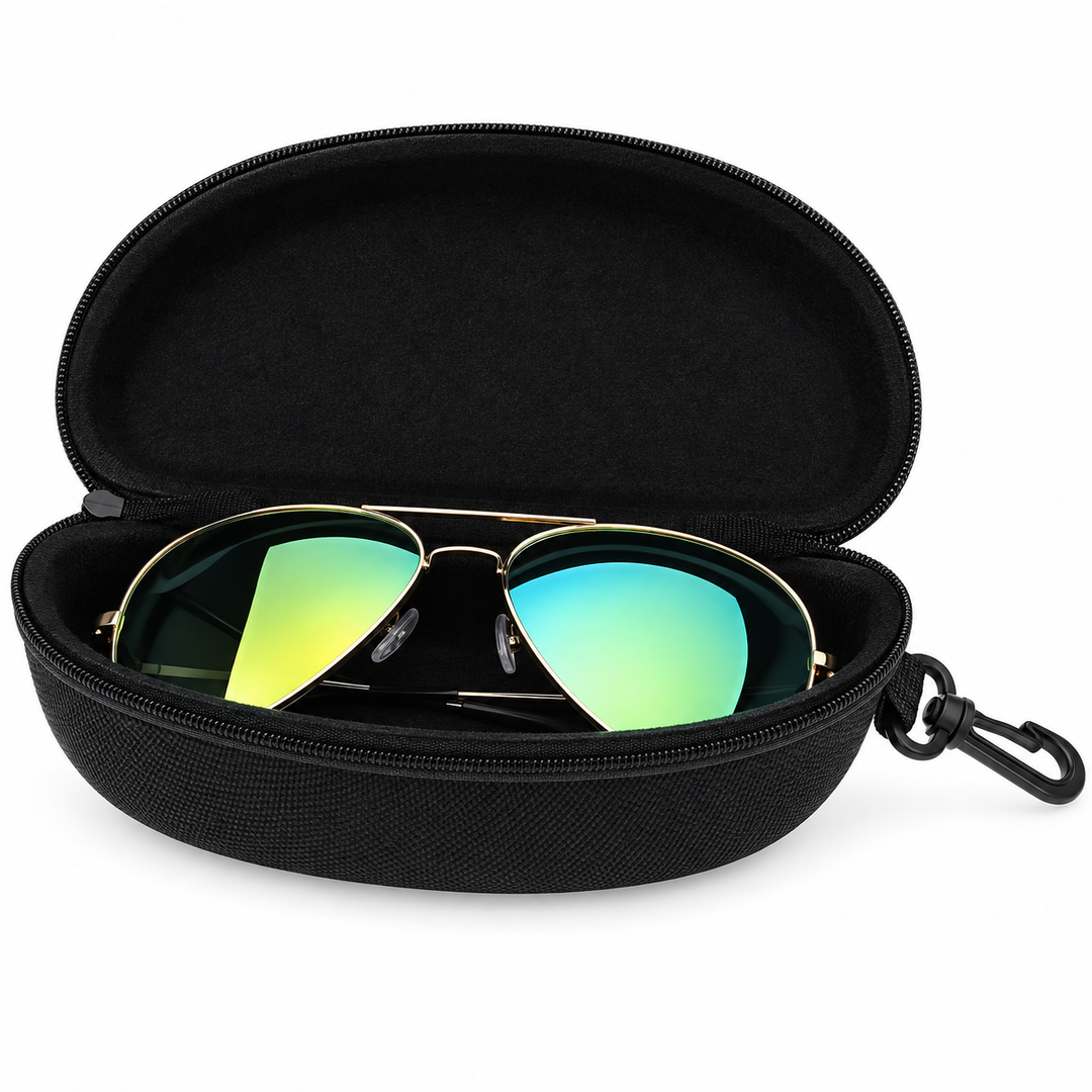 Protective Hard Shell Sunglasses and Eyewear Case with Carabiner Bowlift