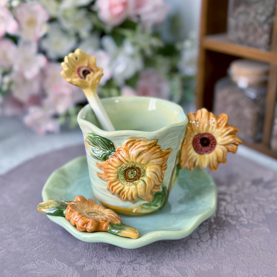 ArtSip Ceramic Mug & Saucer Set – Hand-painted 3D Design inspired by Van Gogh | Bowlift