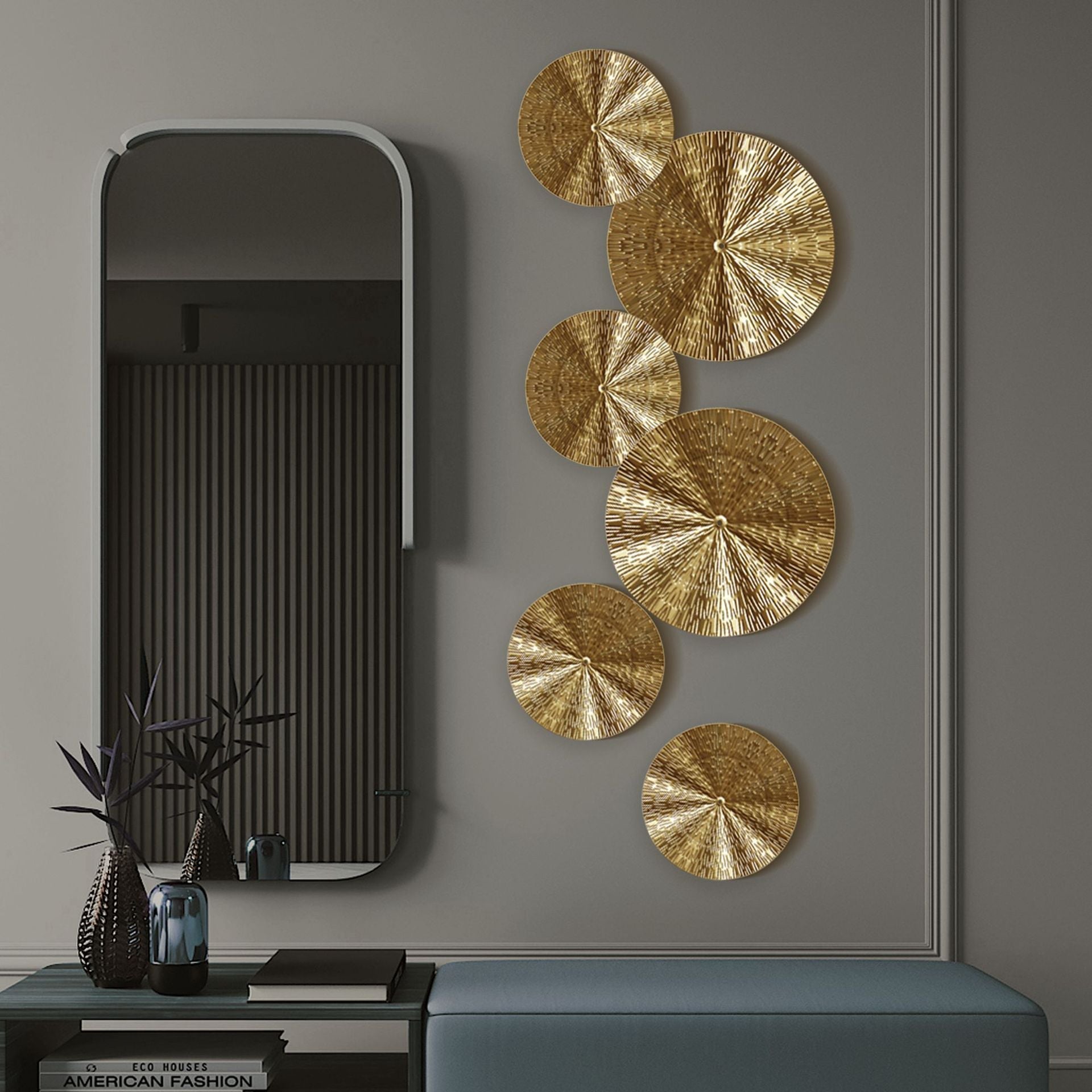 BowLift | Elegant Round Gold Metal Wall Hanging Decoration