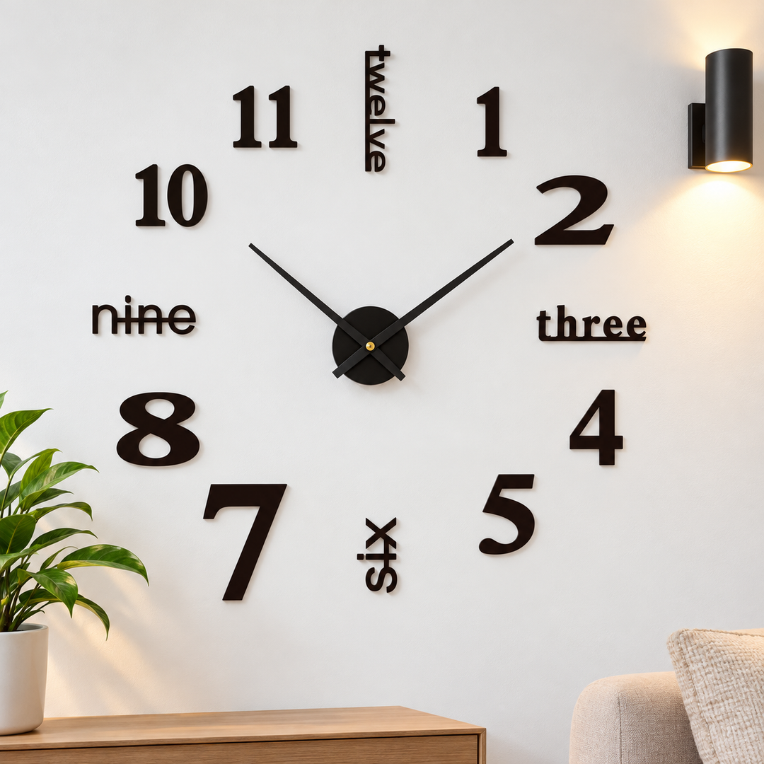 Oversized Minimalist DIY Wall Clock Kit Silent Quartz Movement Bowlift