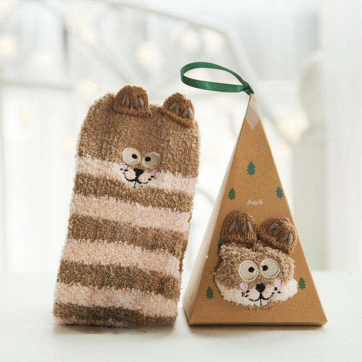 BowLift | Christmas socks in gift box design | Plush house & cuddle socks | Universal size