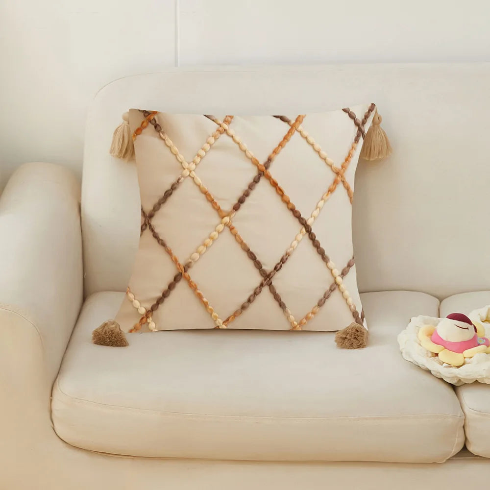 BowLift | Nordic Geometric Tassel Cushion Cover – Stylish Gradient Decorative Pillow Case