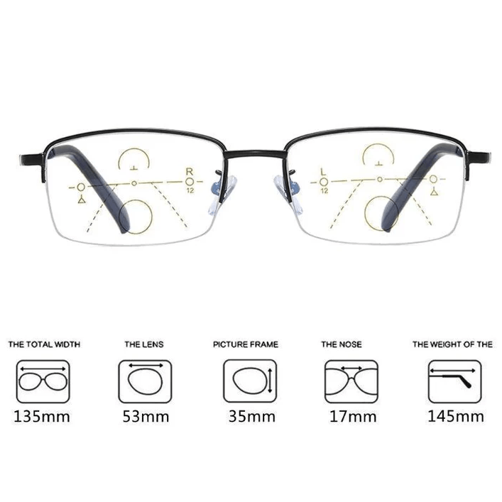 Bowlift | Dual-use titanium progressive reading glasses for distance and close-up