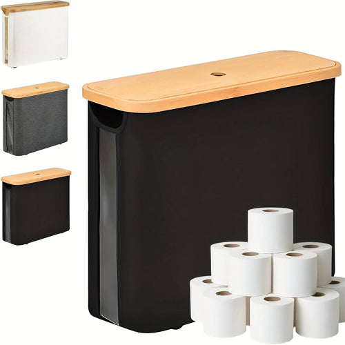 BowLift | Toilet Paper Holder with Lid Storage Basket for 12 Rolls