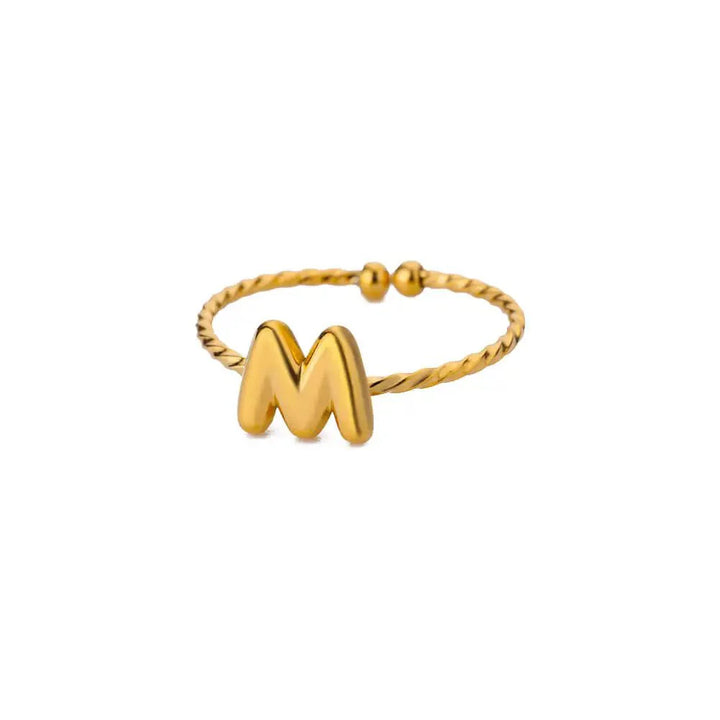BowLift | Dainty Adjustable Bubble Letter Initial Ring