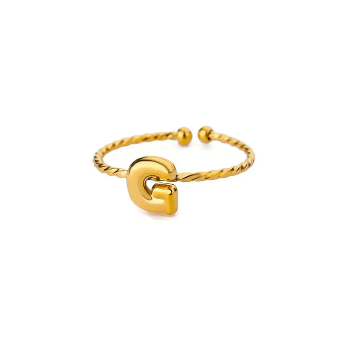 BowLift | Dainty Adjustable Bubble Letter Initial Ring