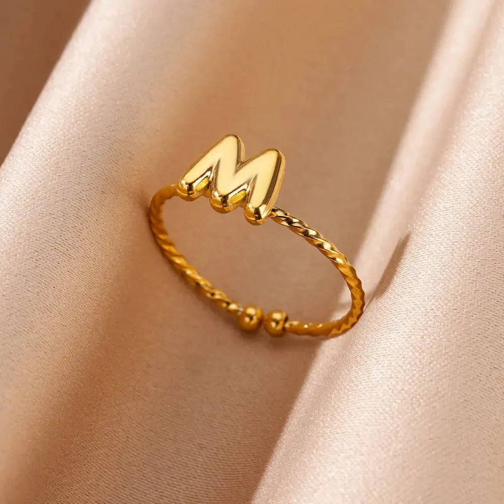 BowLift | Dainty Adjustable Bubble Letter Initial Ring