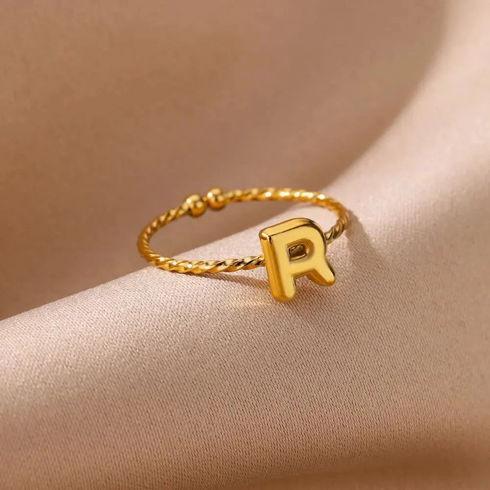 BowLift | Dainty Adjustable Bubble Letter Initial Ring