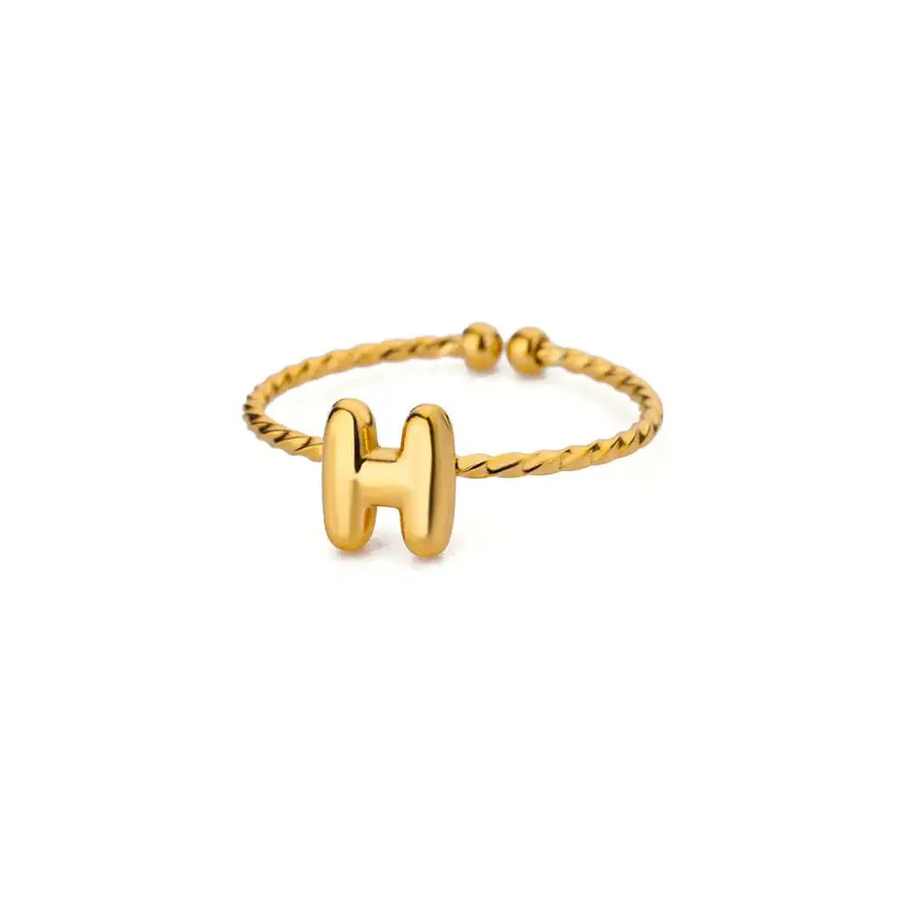 BowLift | Dainty Adjustable Bubble Letter Initial Ring