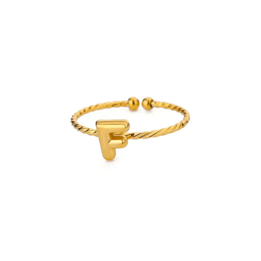 BowLift | Dainty Adjustable Bubble Letter Initial Ring