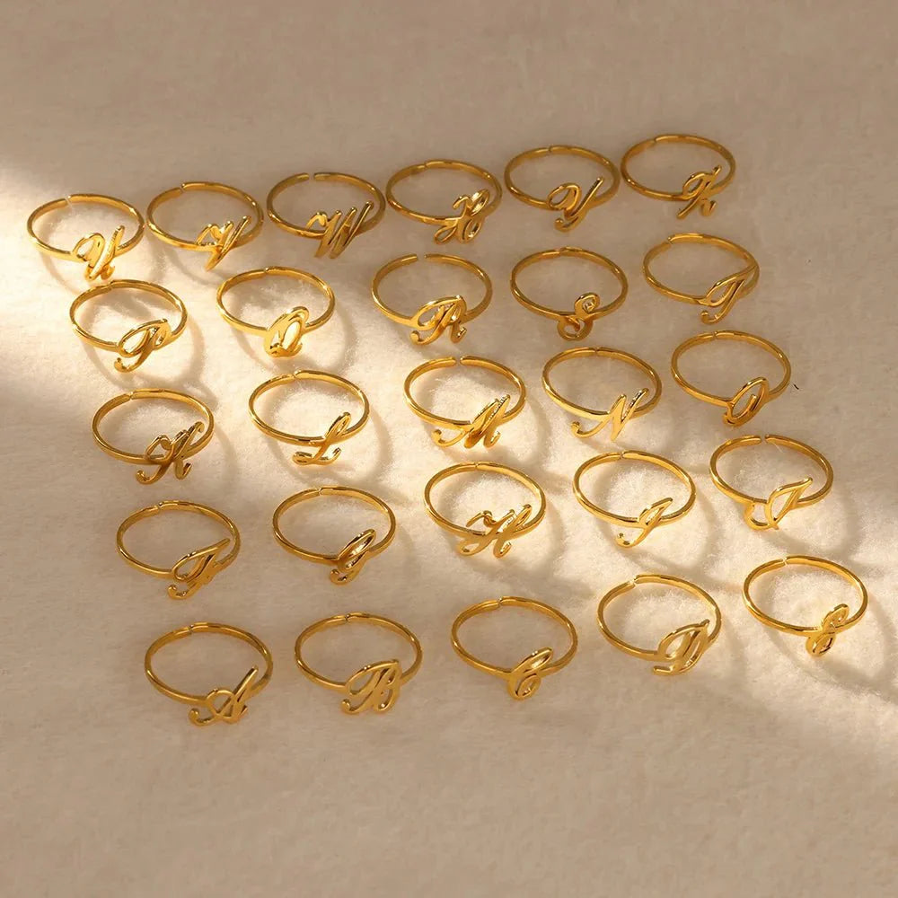 BowLift | Dainty Adjustable Classy Letter Initial Rings