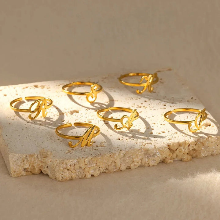 BowLift | Dainty Adjustable Classy Letter Initial Rings
