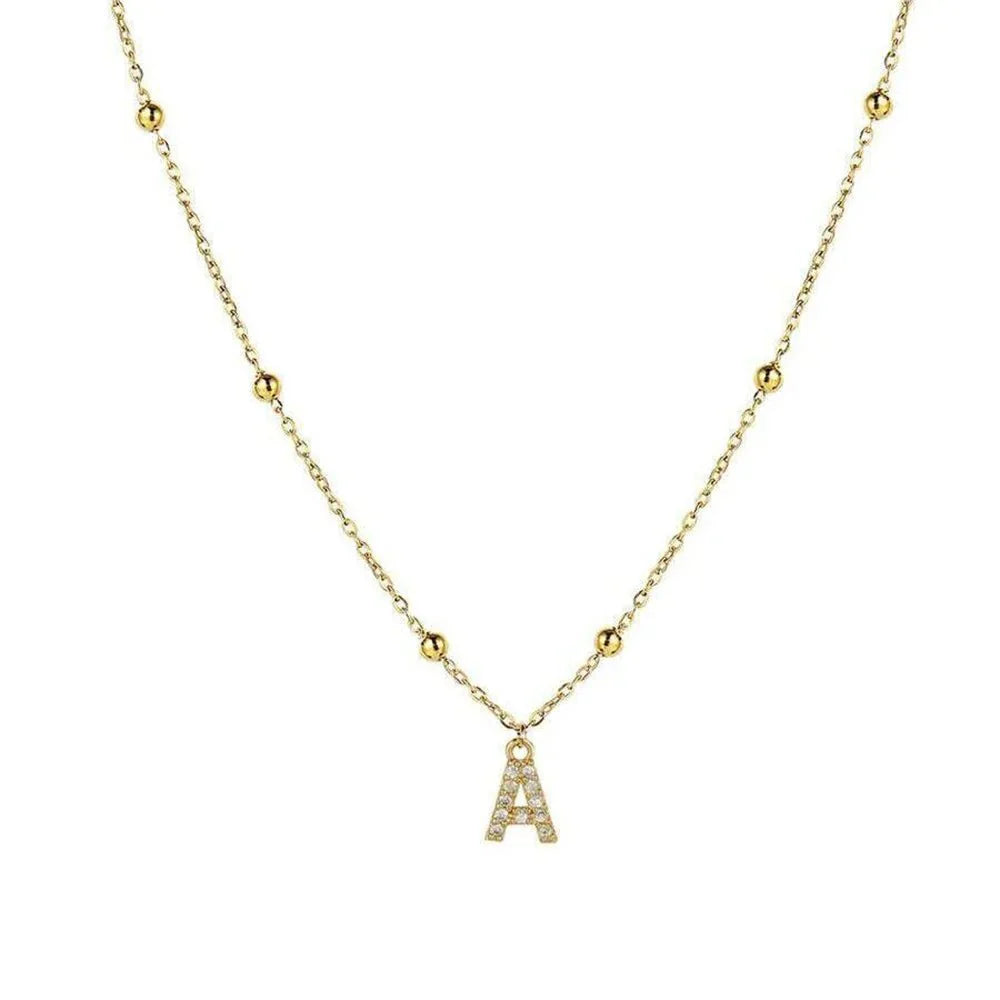 BowLift | Dainty Beaded Chain Initial Necklace