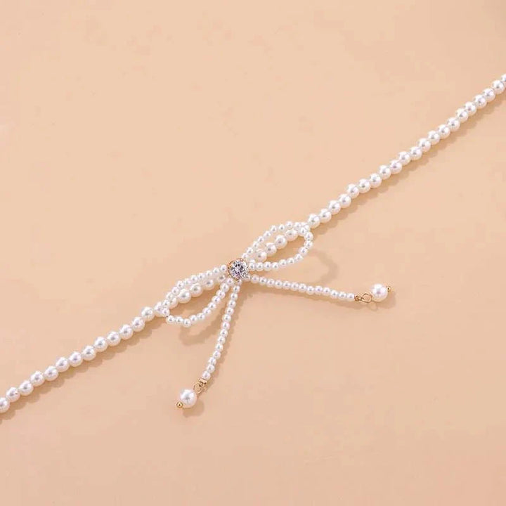 BowLift | Dainty Beaded Pearl Bow Choker Necklace