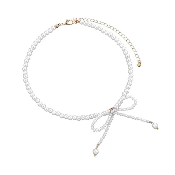BowLift | Dainty Beaded Pearl Bow Choker Necklace