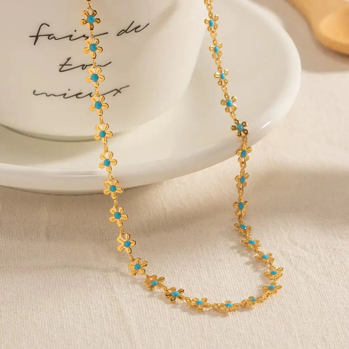 BowLift | Dainty Blue Floral Necklace