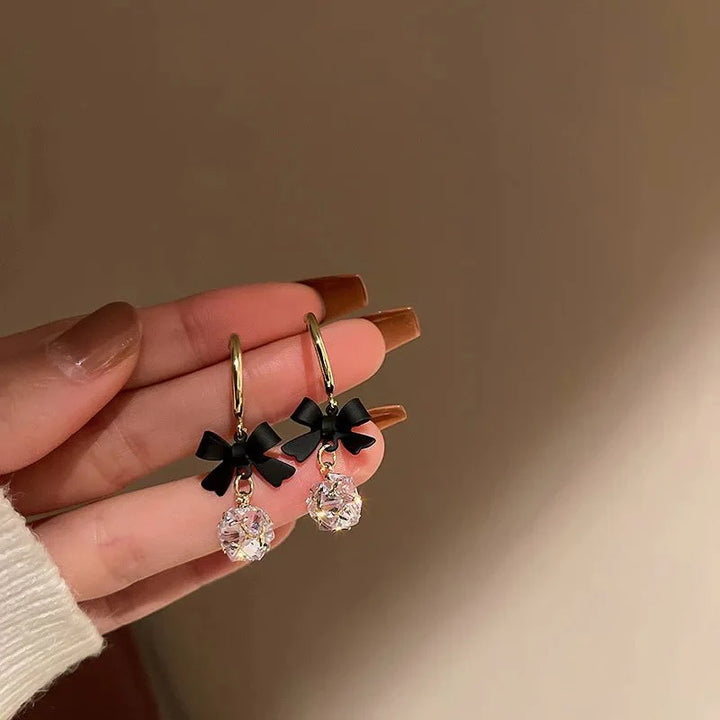 BowLift | Dainty Bow Diamond Dangle Earrings