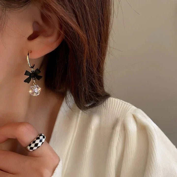 BowLift | Dainty Bow Diamond Dangle Earrings