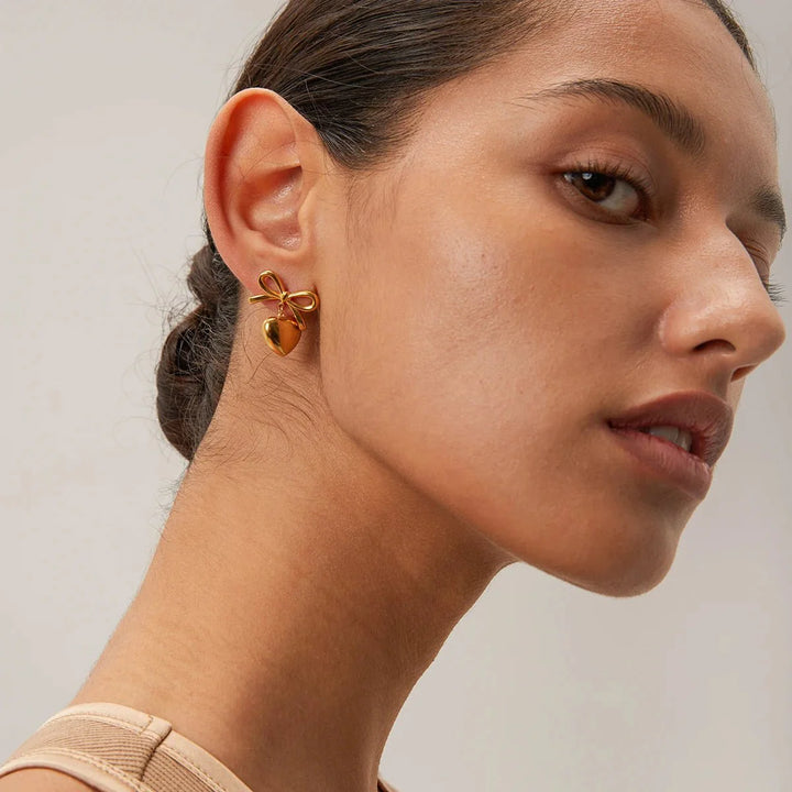 BowLift | Dainty Bow Heart Earrings