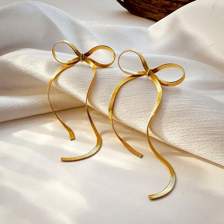 BowLift | Dainty Bow Tassel Earrings