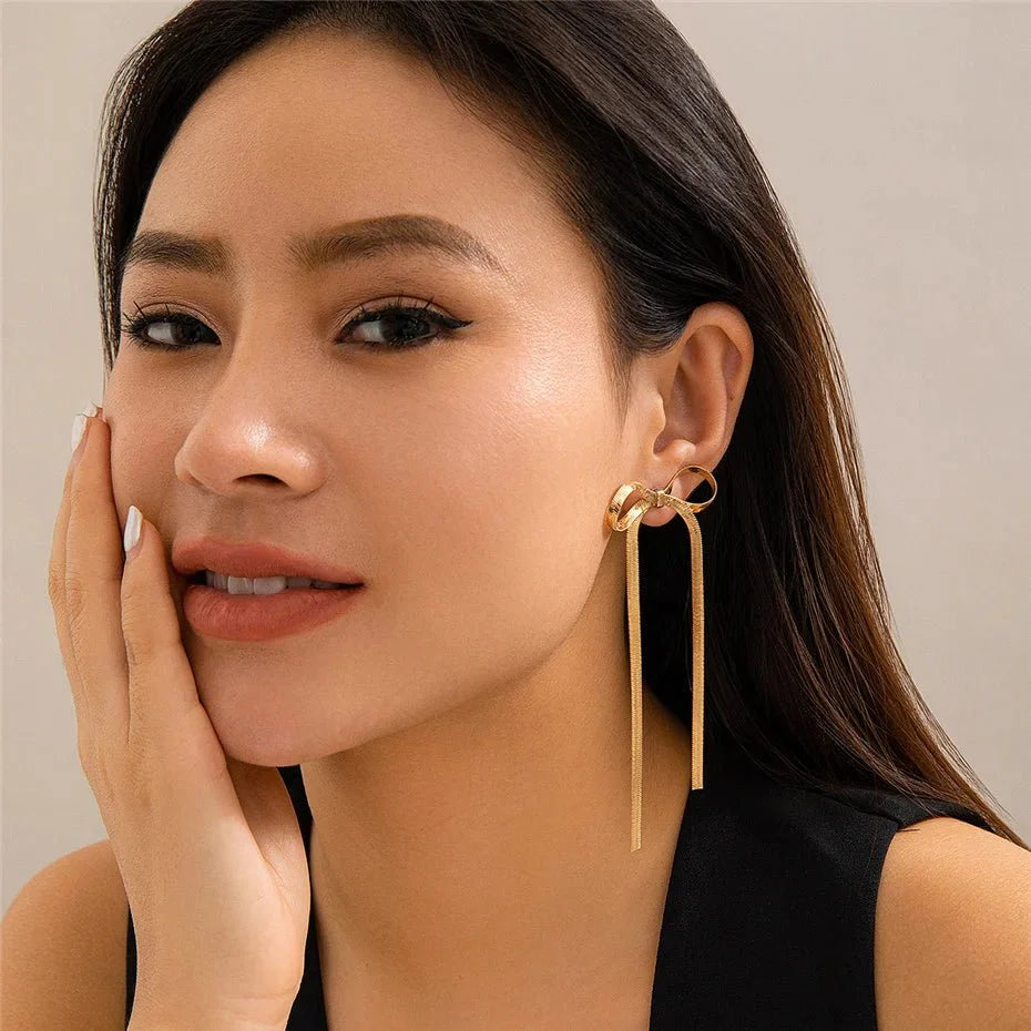 BowLift | Dainty Bow Tassel Earrings