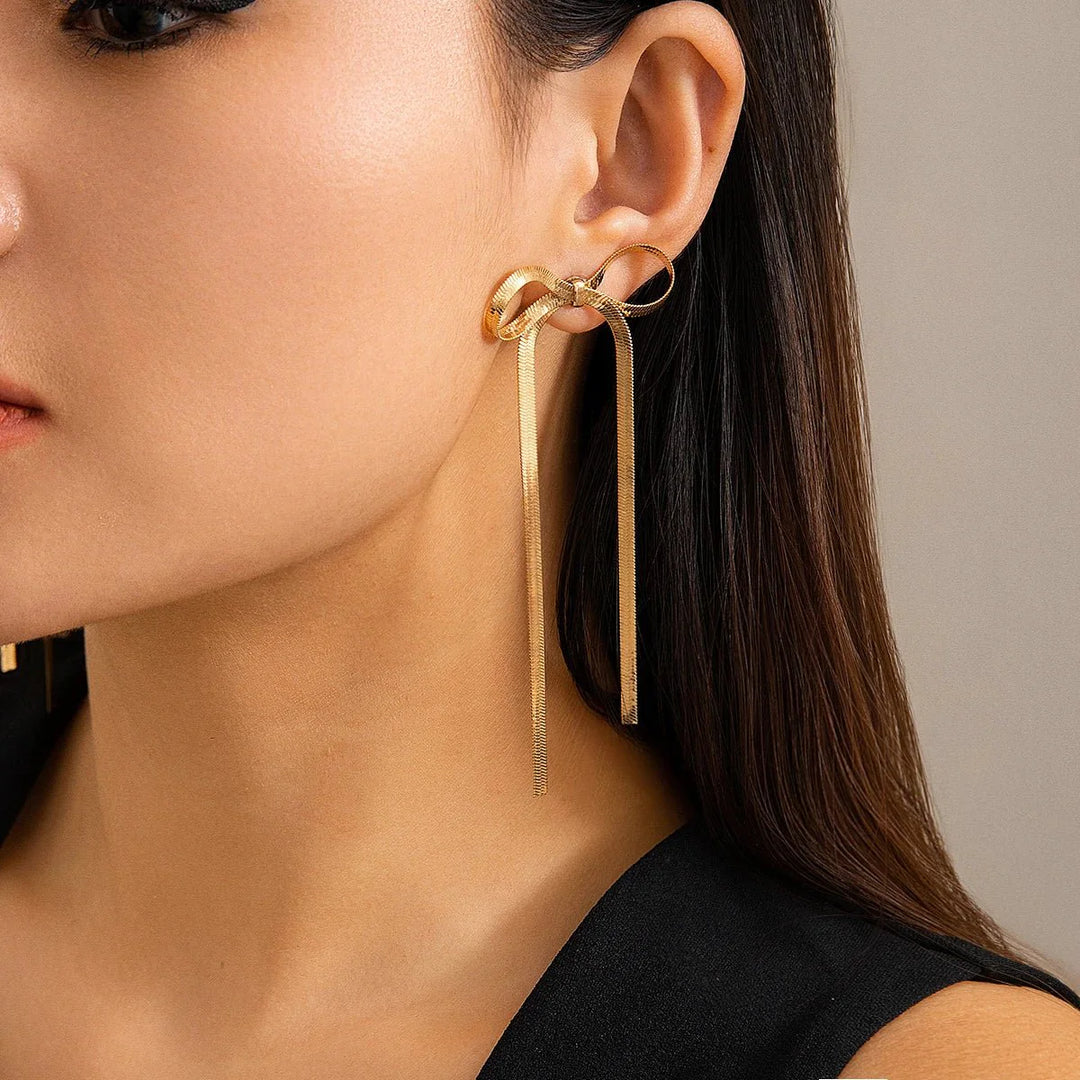 BowLift | Dainty Bow Tassel Earrings