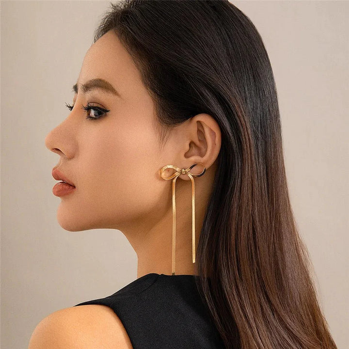 BowLift | Dainty Bow Tassel Earrings
