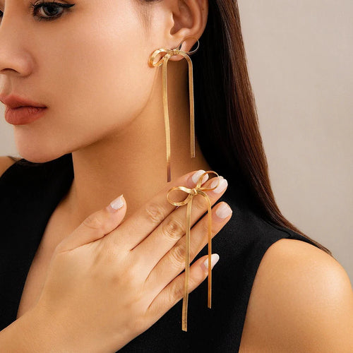 BowLift | Dainty Bow Tassel Earrings