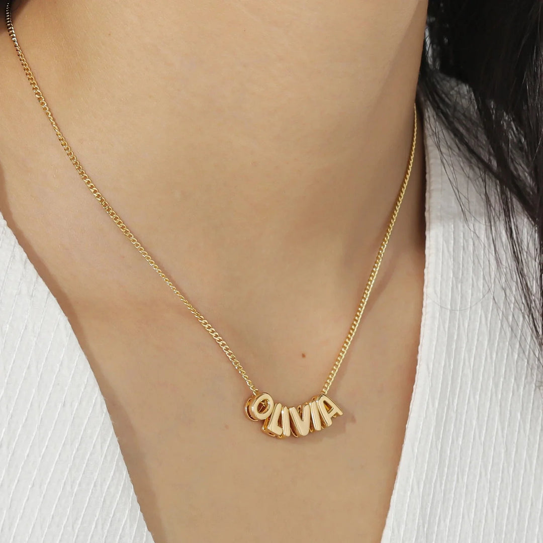 BowLift | Dainty Bubble Letter Name Necklace