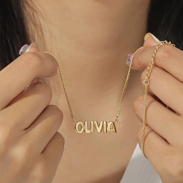 BowLift | Dainty Bubble Letter Name Necklace