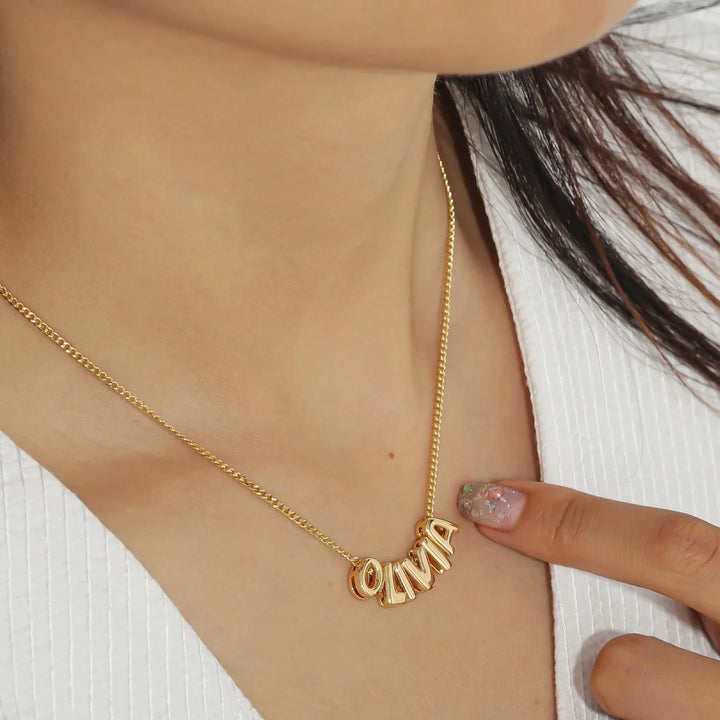 BowLift | Dainty Bubble Letter Name Necklace