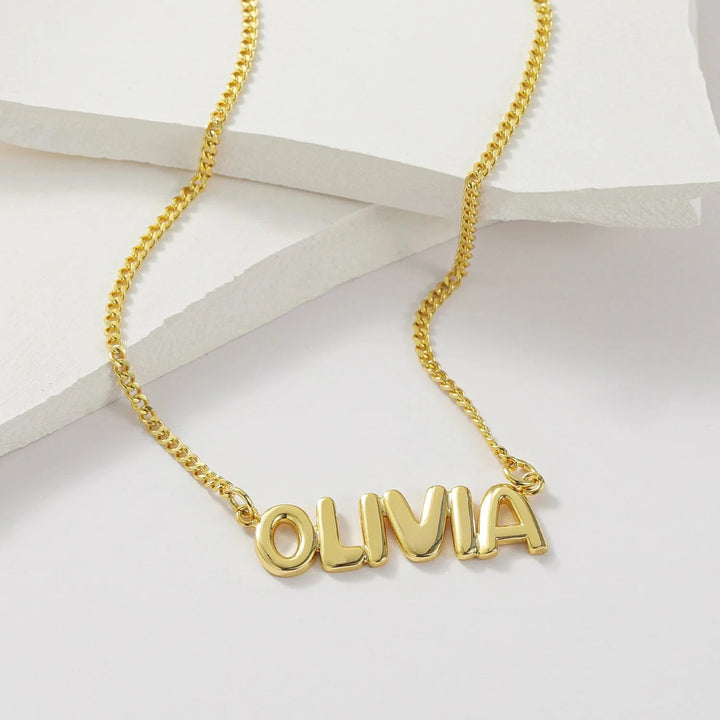 BowLift | Dainty Bubble Letter Name Necklace