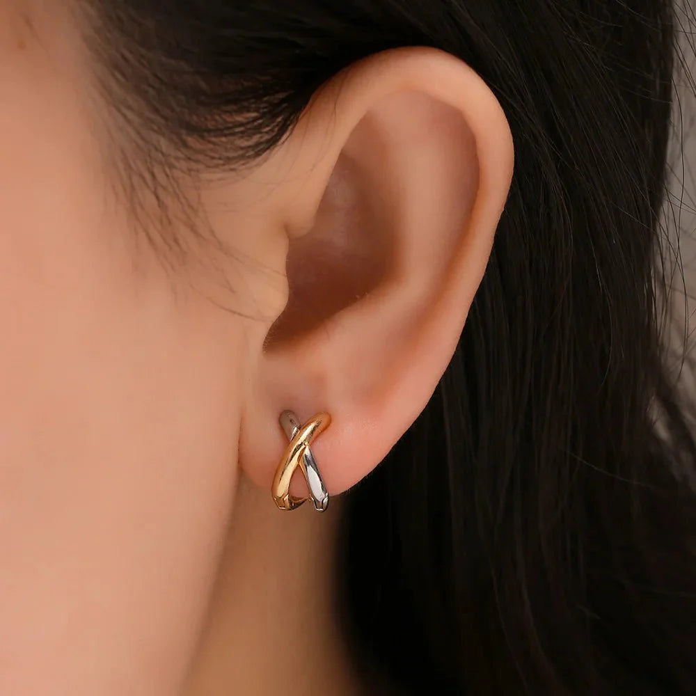 BowLift | Dainty Criss Cross Contrast Earrings