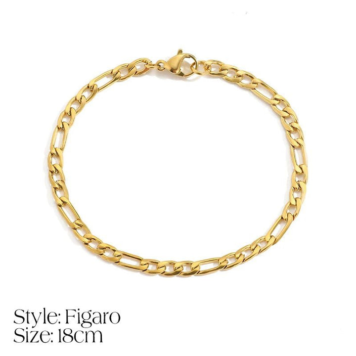 BowLift | Dainty Cuban Figaro Chain Letter Initial Bracelet