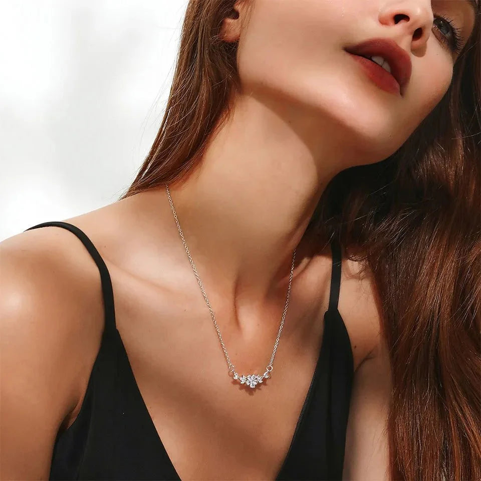 BowLift | Dainty Diamond Floral Petals Necklace
