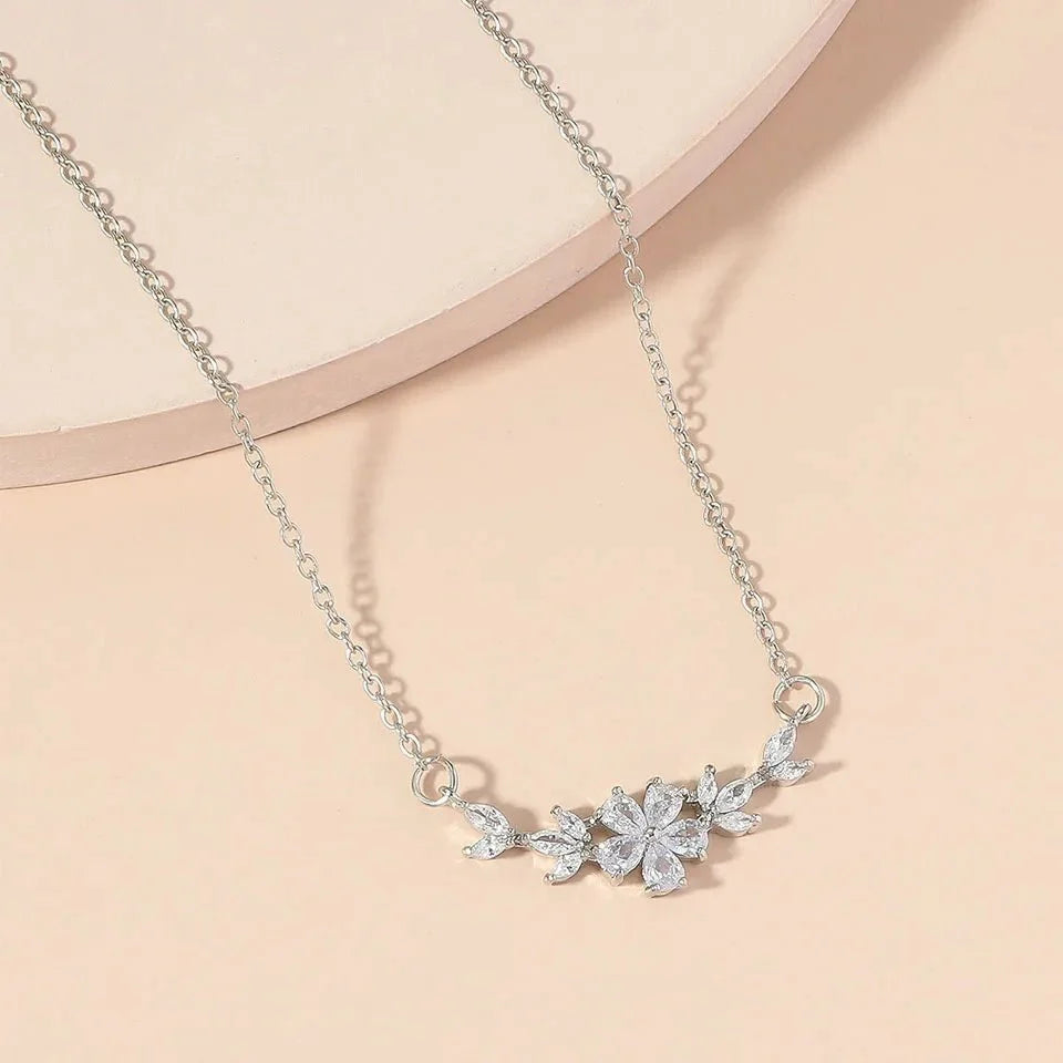 BowLift | Dainty Diamond Floral Petals Necklace