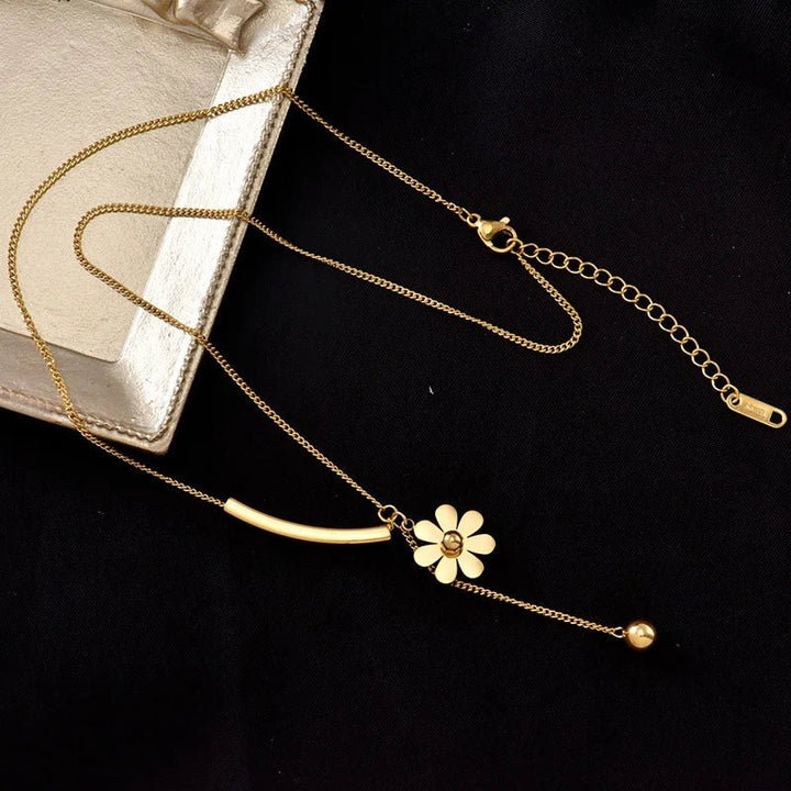 BowLift | Dainty Floral Bar Dangle Necklace