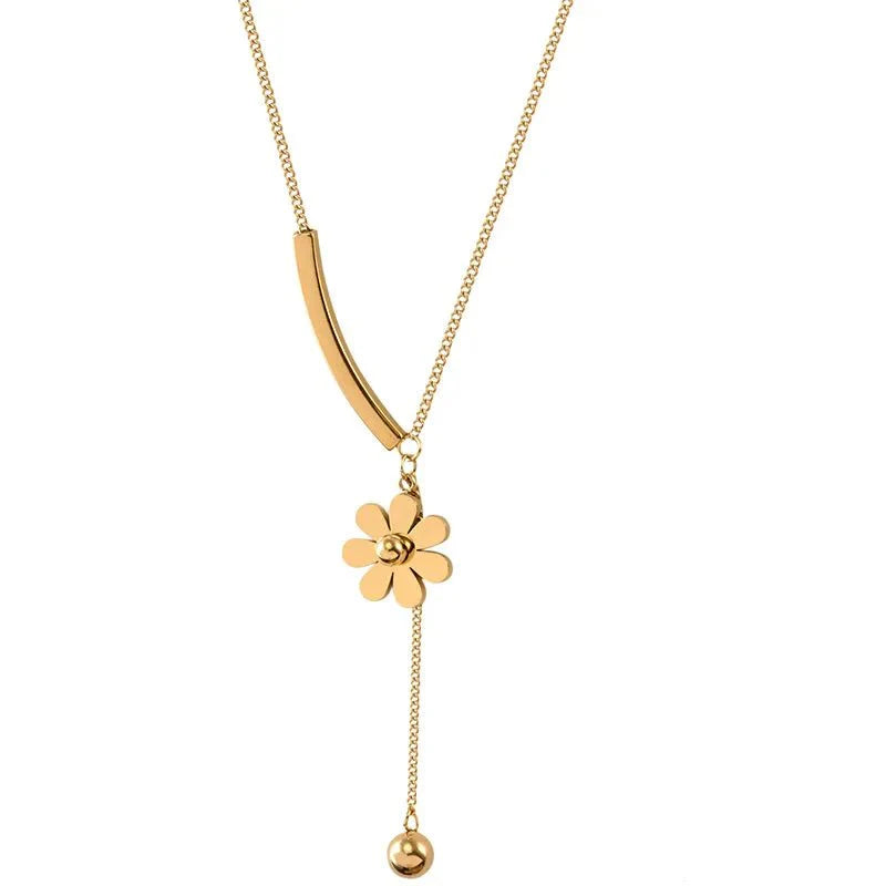 BowLift | Dainty Floral Bar Dangle Necklace