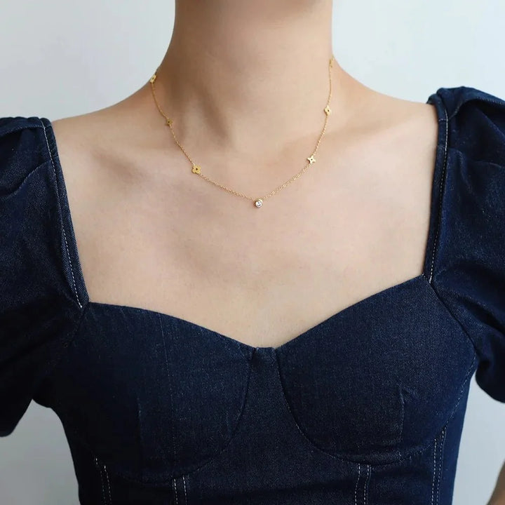 BowLift | Dainty Floral Diamond Centerpiece Necklace