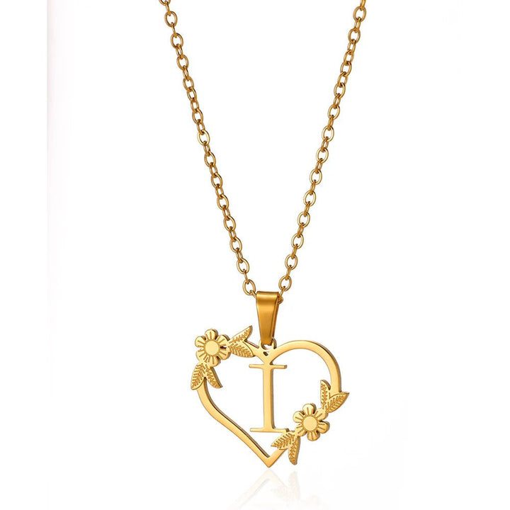 BowLift | Dainty Floral Heart Letter Initial Necklace