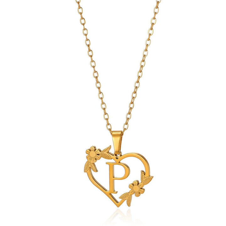 BowLift | Dainty Floral Heart Letter Initial Necklace