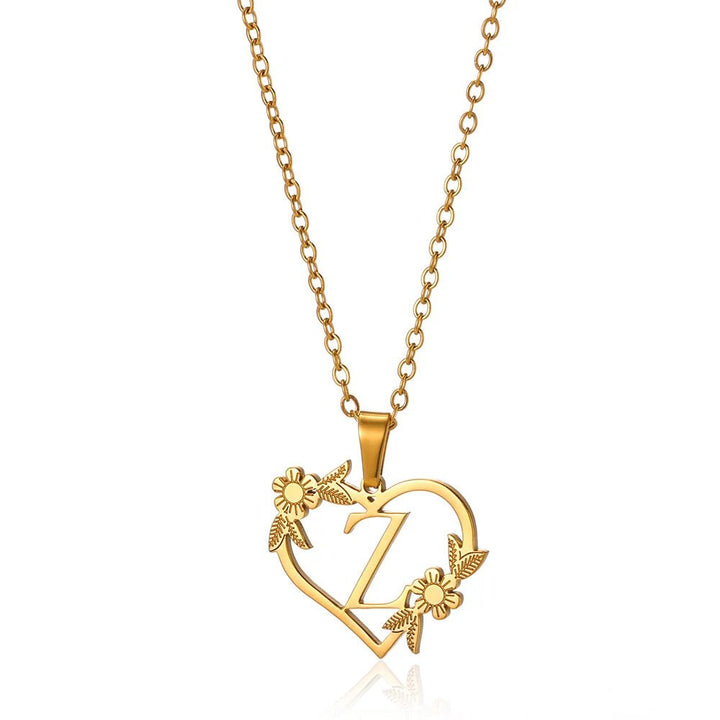 BowLift | Dainty Floral Heart Letter Initial Necklace