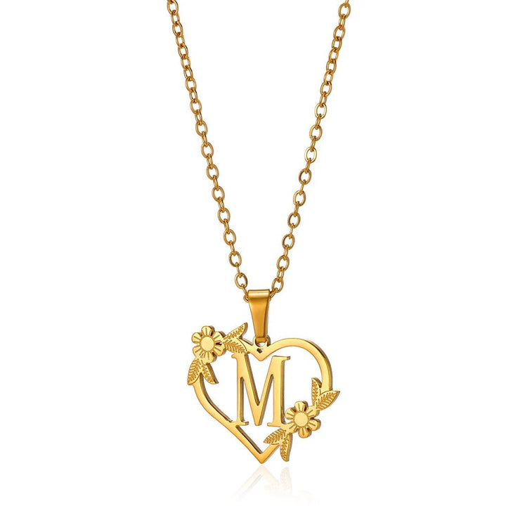 BowLift | Dainty Floral Heart Letter Initial Necklace