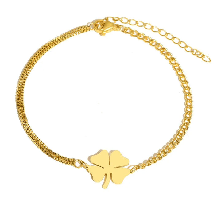 BowLift | Dainty Four Leaf Clover Layered Chain Bracelet