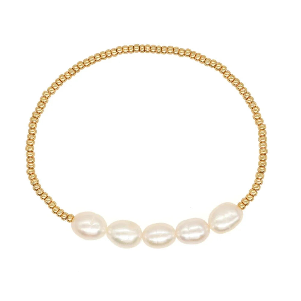 BowLift | Dainty Gold Beaded Pearl Bracelets