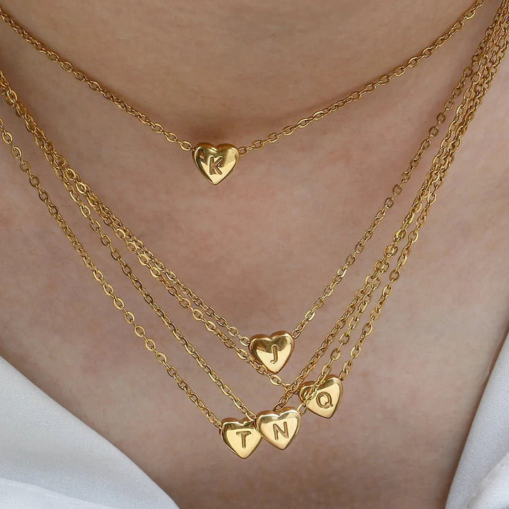 BowLift | Dainty Minimal Heart Initial Letter Necklace