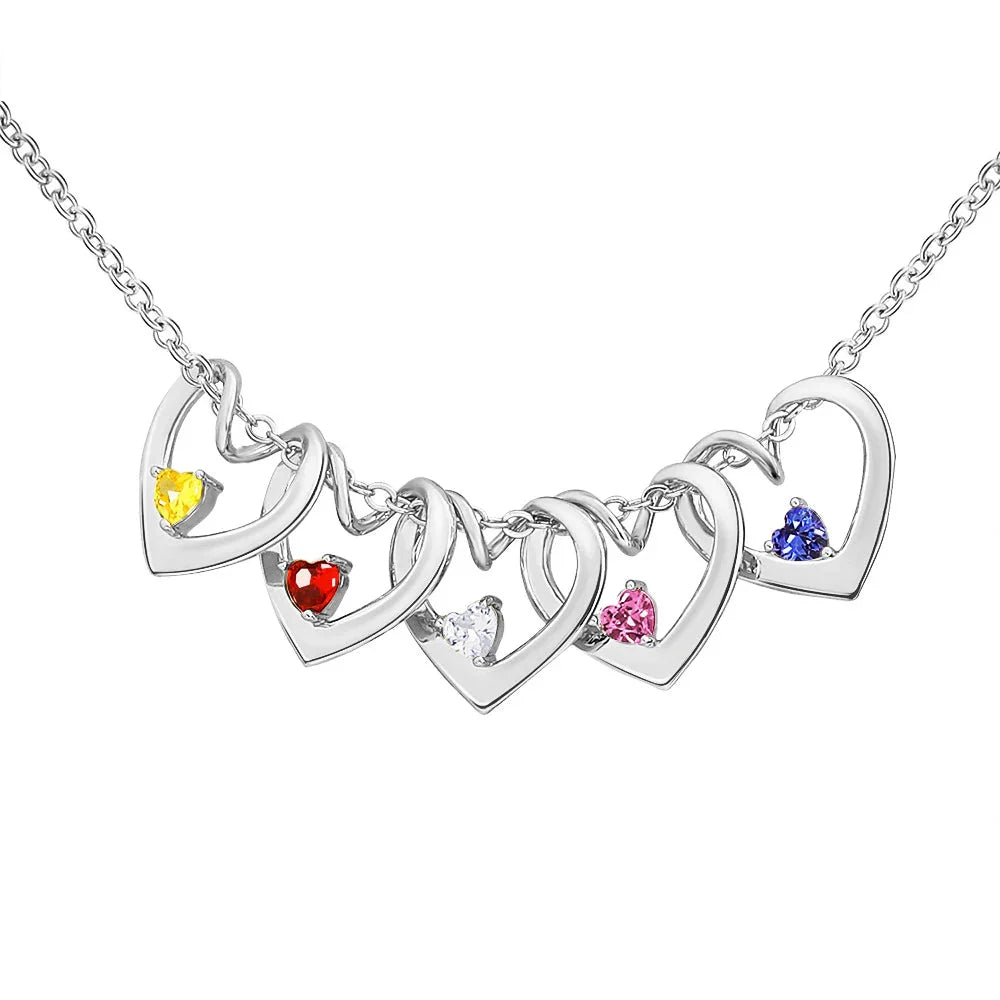 BowLift | Dainty Name & Birthstone Heart Charm Bangle Bracelet & Necklace