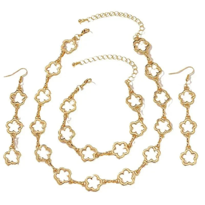 BowLift | Dainty Open Clover Choker Necklace, Bracelet, Earring Set