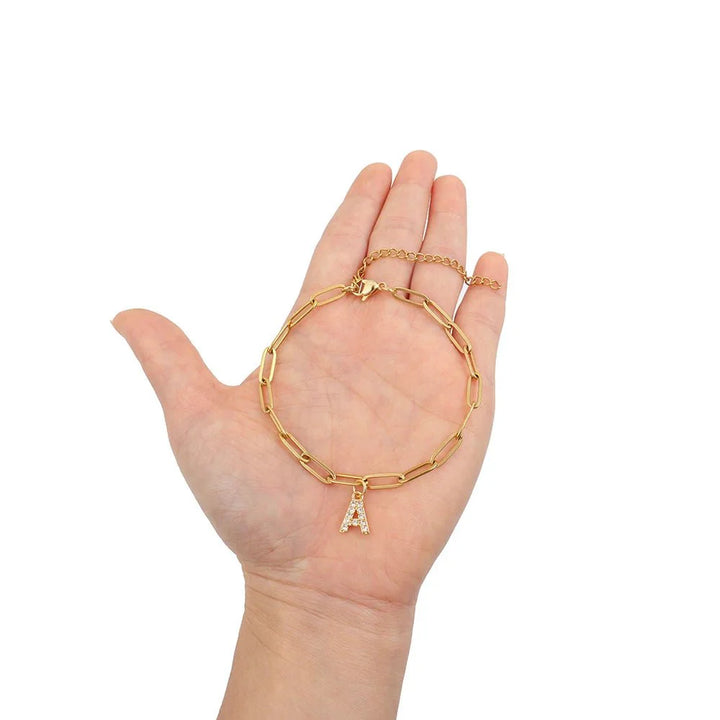 BowLift | Dainty Paperclip Letter Initial Bracelet