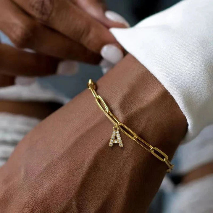 BowLift | Dainty Paperclip Letter Initial Bracelet